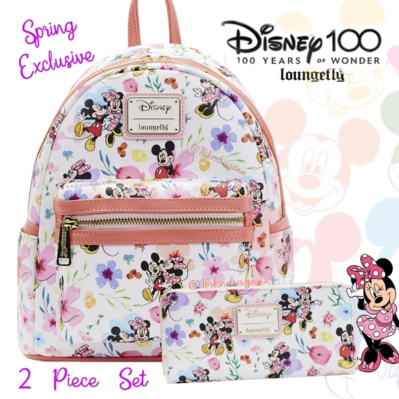 NWT Floral Pastel Disney 100th Anniversary Spring Backpack  Exclusive Loungefly - Picture 12 of 16